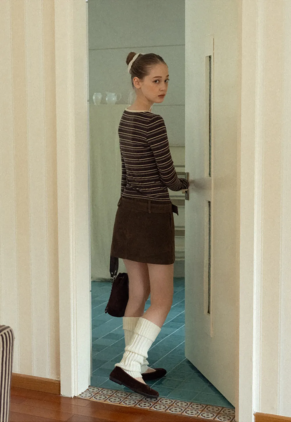 Suede Belted Mini Skirt