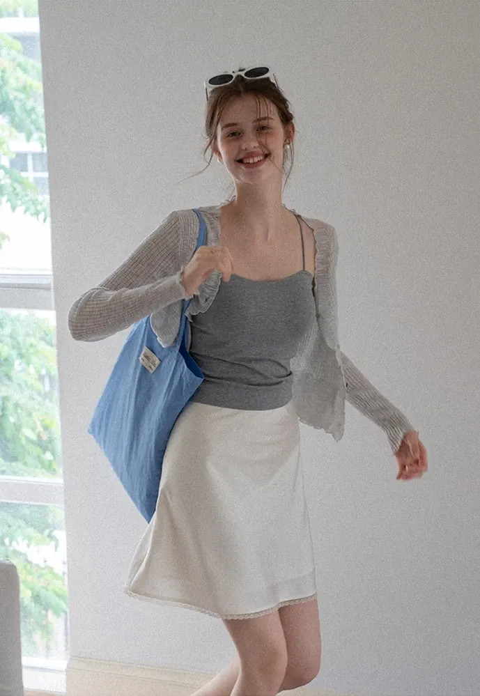 Women A-Line Mini Skirt With Lace Hem