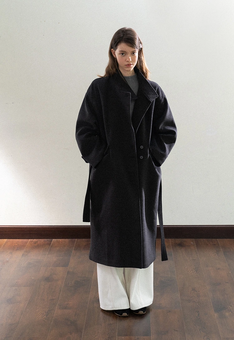 Padded Stand-Collar Wool Coat