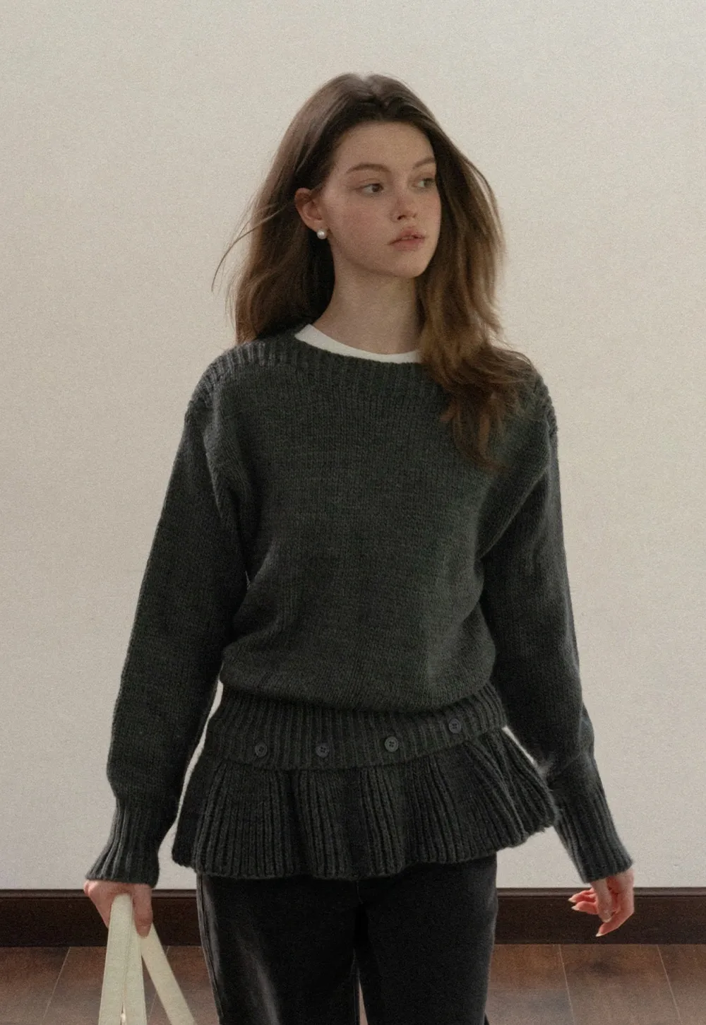 Trendy Women Sweater with Loose Detachable Hem