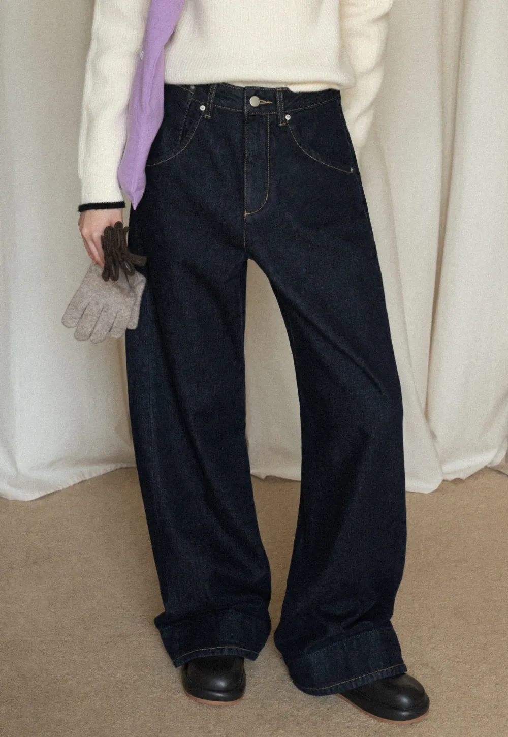 Classic Loose Fit Wide Leg Jeans for Women