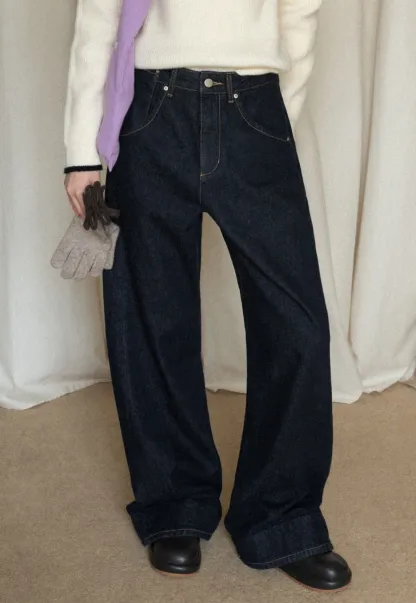 Classic Loose Fit Wide Leg Jeans for Women