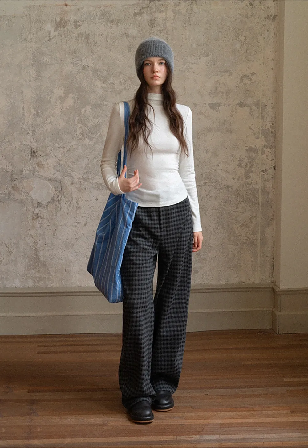 Plaid High-Waisted Wide Leg Pants for Women