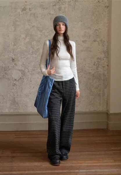 Plaid High-Waisted Wide Leg Pants for Women