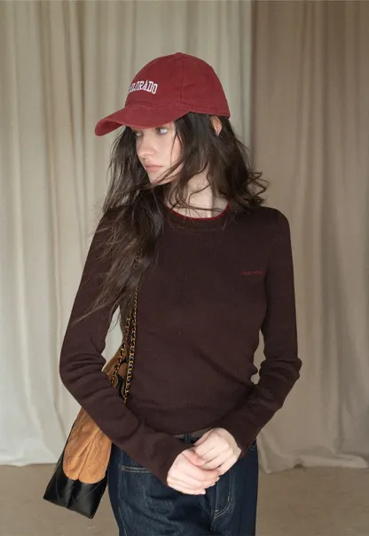 Women Long Sleeve Crop Knit Top