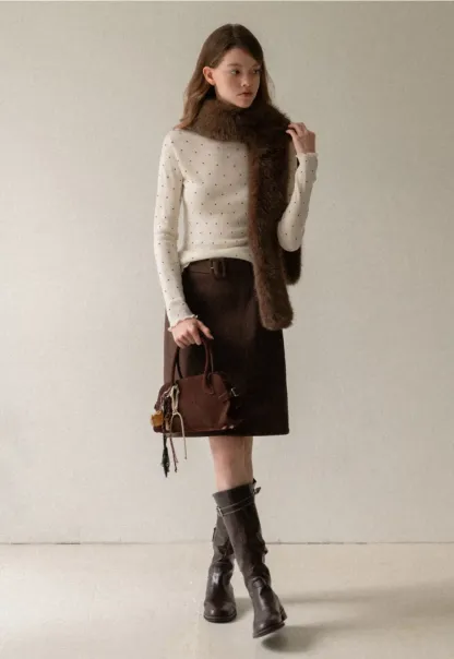 Wool Belted A-Line Mini Skirt in Charcoal