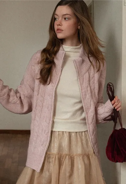 Soft Turtleneck Top with Ruffled Sleeve Cuffs