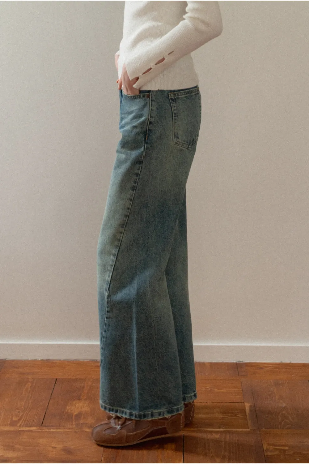 Wide-Leg Denim Jeans