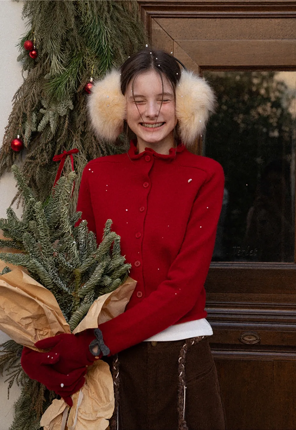 Women Wide-Legged Brown Corduroy Pants
