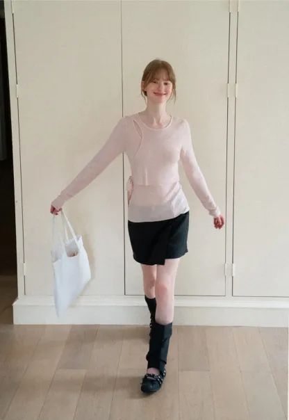 Asymmetrical Wrap Front High Waist Skirt