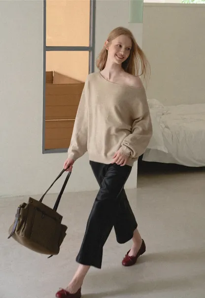 Pleated Wide Leg Leatherette Casual Pants