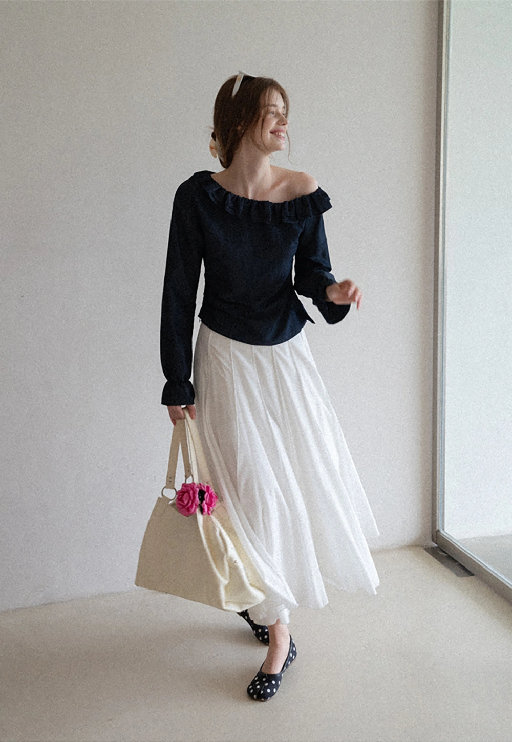 Women's High Waist Pleated Maxi Skirt