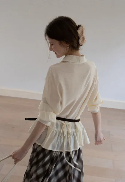 Women's Sheer Ruffle Hem Shirts