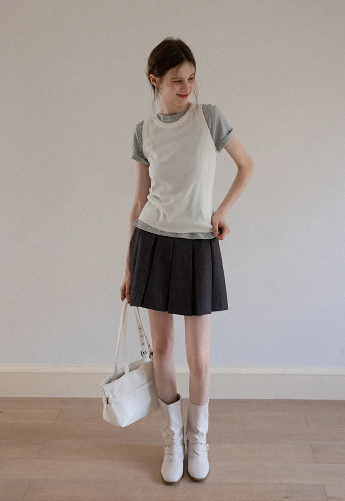 【I AM MARI】Berlin Alpaca A-Line Mini Skirt Axel Printed Mini Skirt - Black