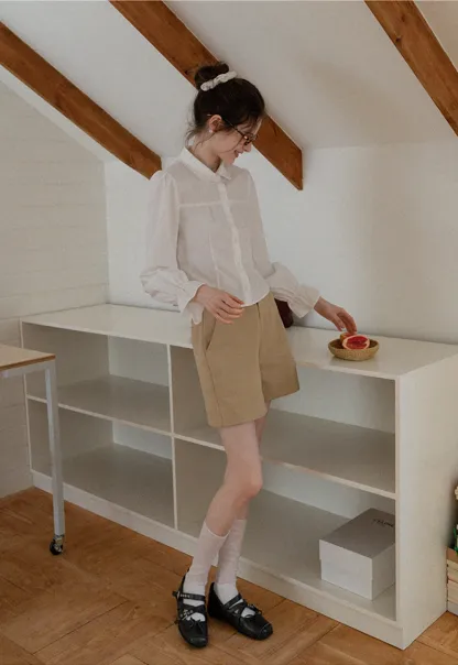 Women's Peter Pan Collar Long Sleeve Blouse