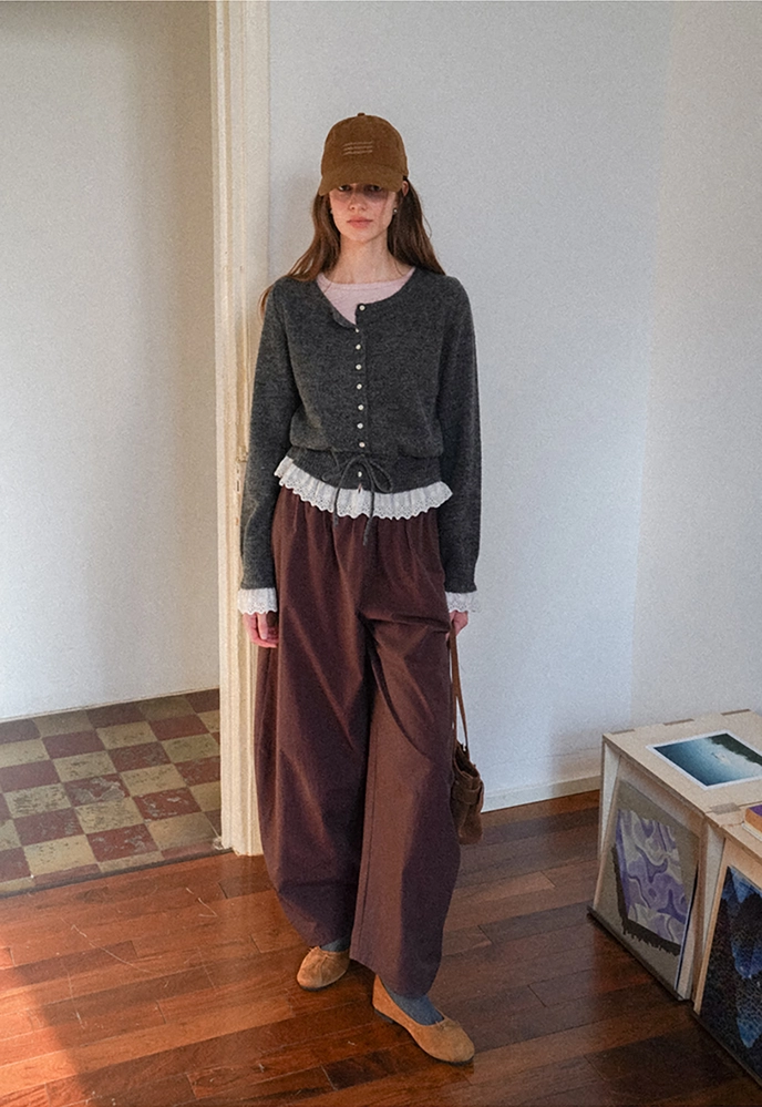 Lace-Trim Cardigan Sweater