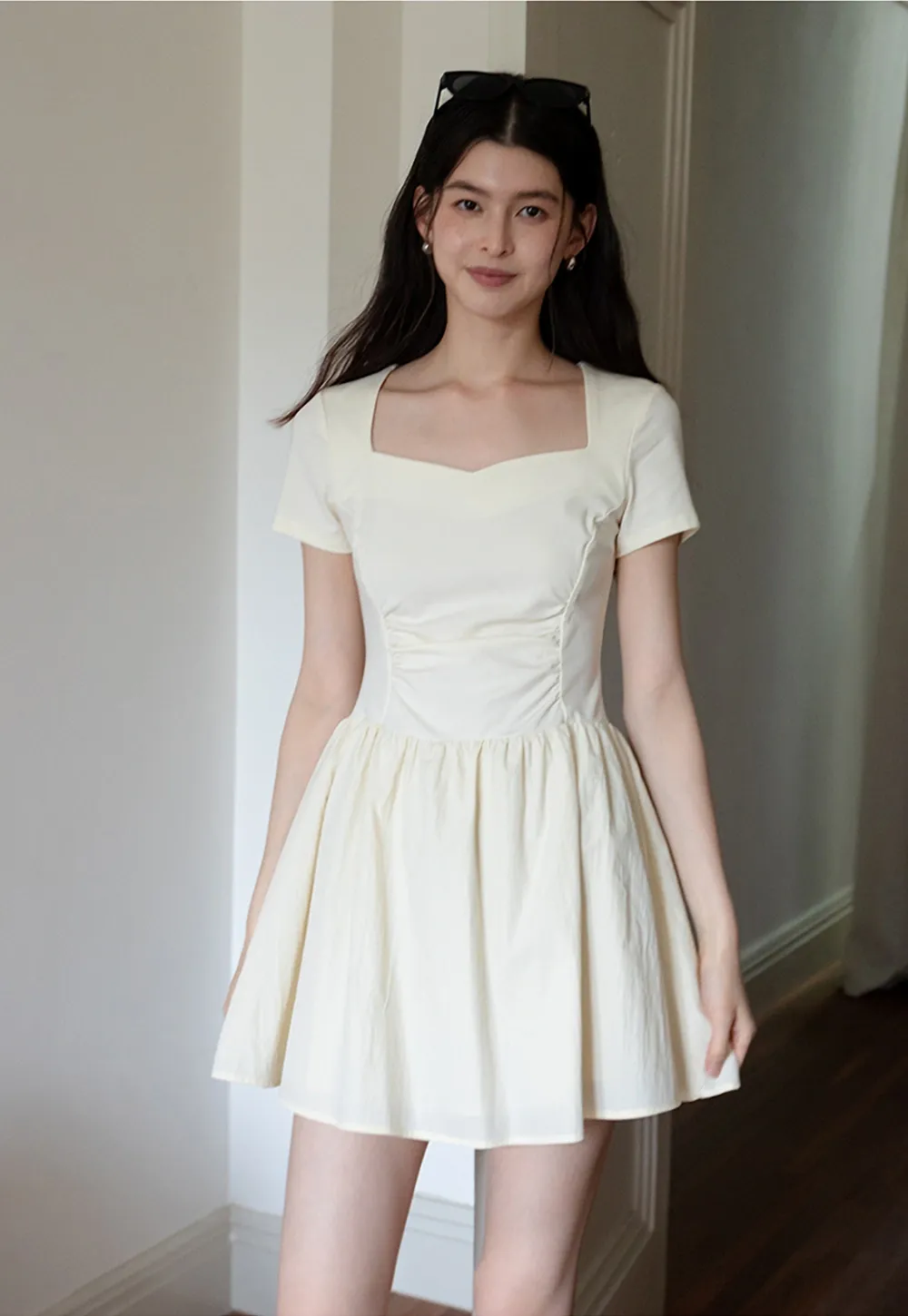 Square Neck Short Sleeve Dress for Women