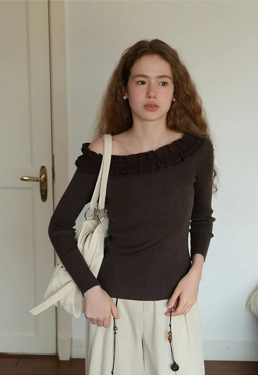 Wide-Leg Pants with Beaded Tassel Detail