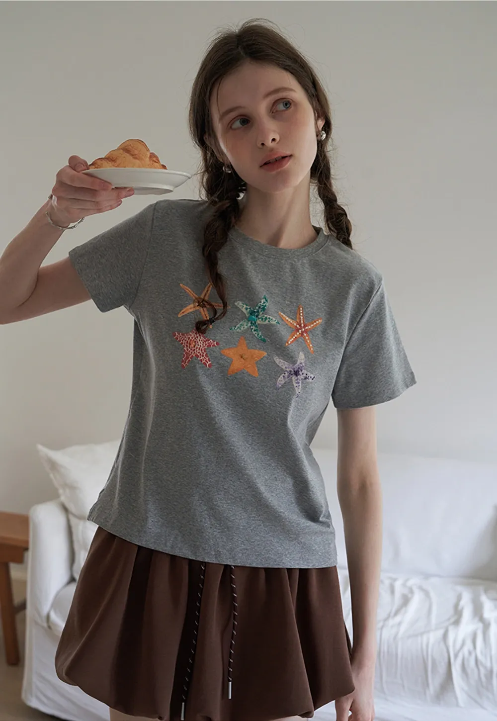 Women's Graphic Print Straight Shoulder T-Shirt