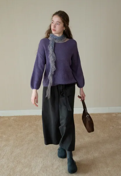 Womens High-Waist Wide-Leg Pants with Belt Detail