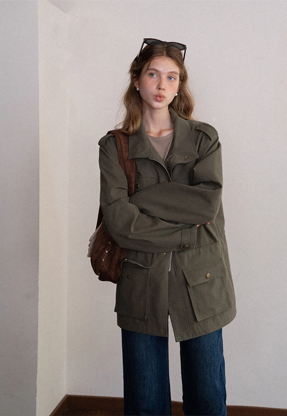 Womens Oversized Utility Pocket Jacket