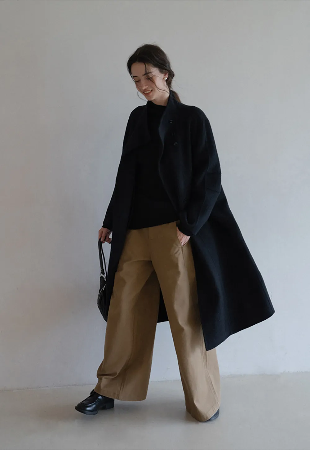 Asymmetric Turtleneck Knit Top