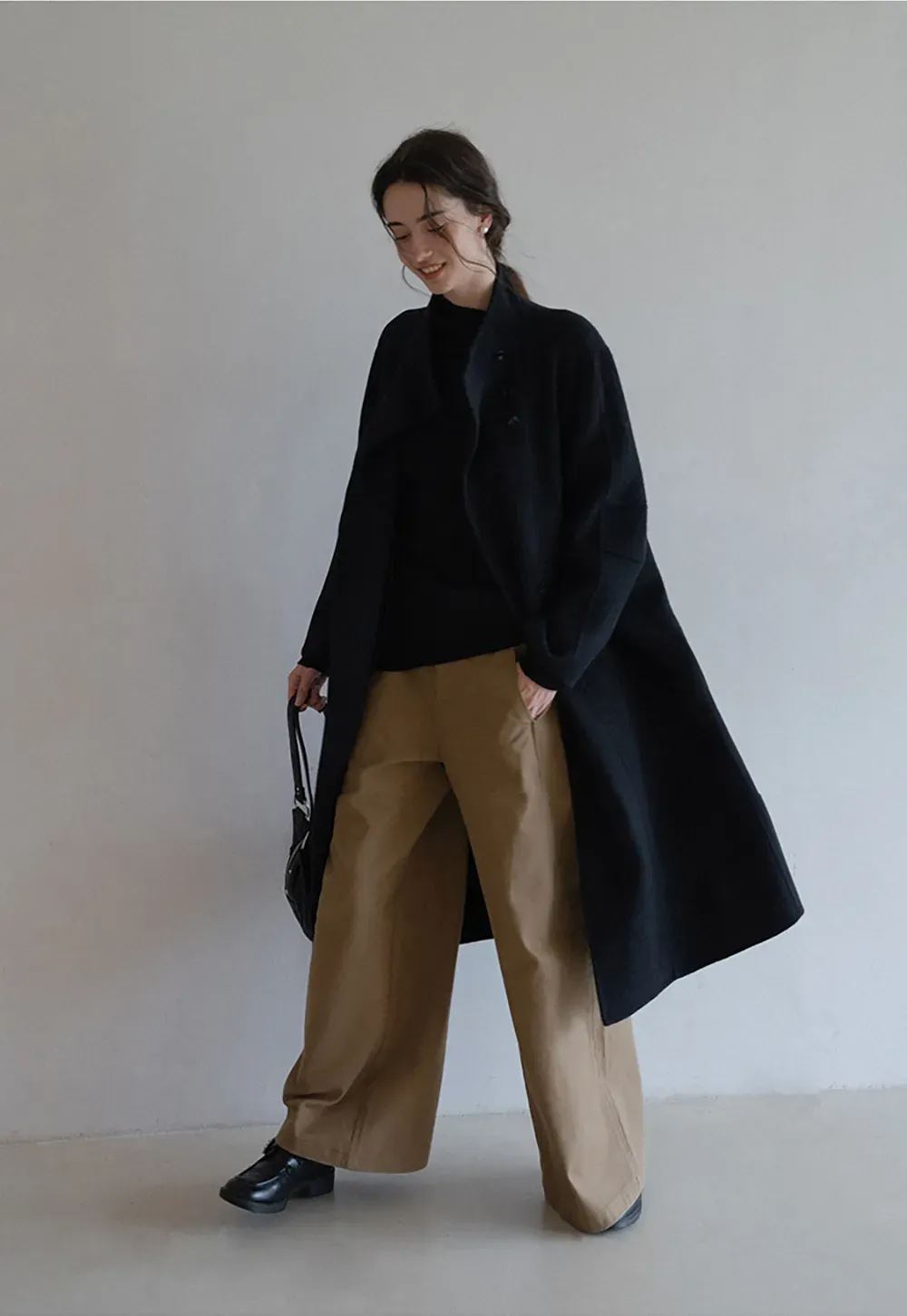 Asymmetric Turtleneck Knit Top