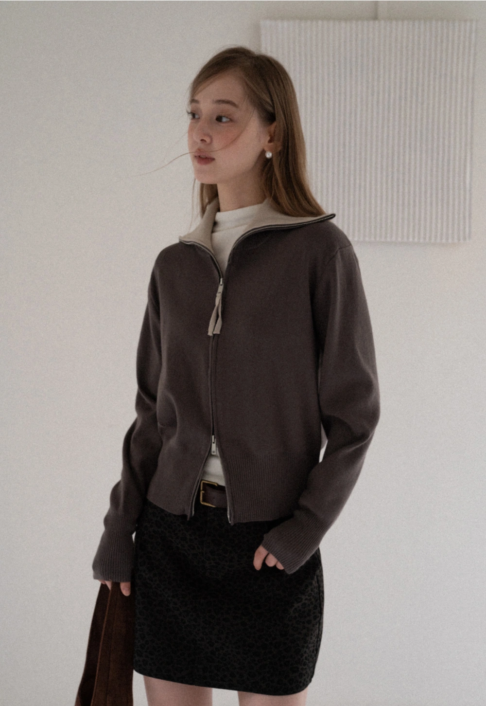 Womens Long Sleeve Mock Neck Top