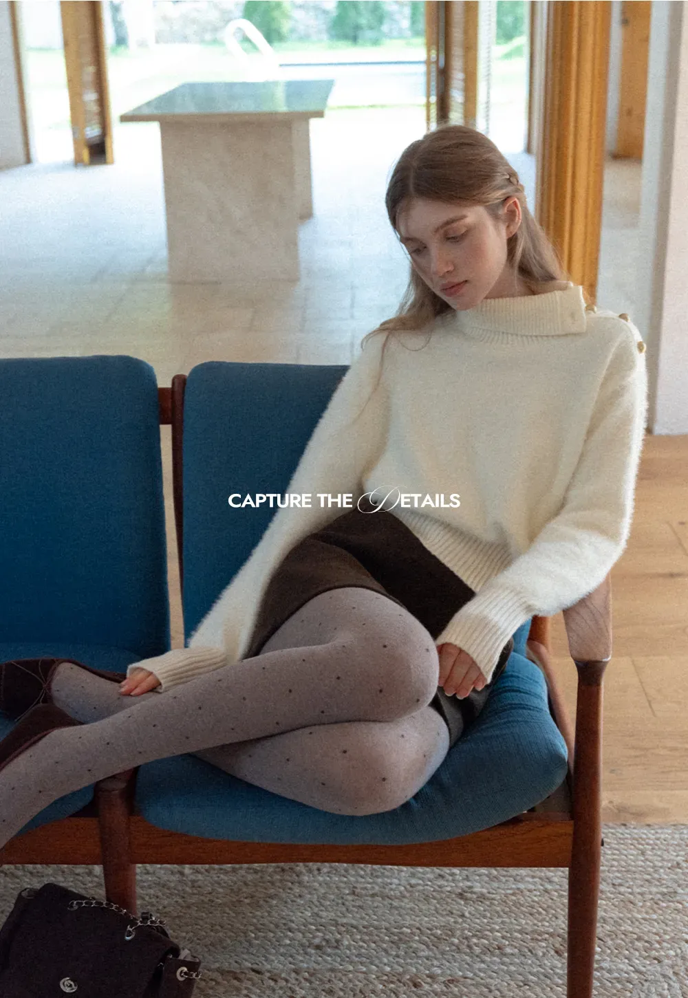 Button Shoulder Turtleneck Sweater