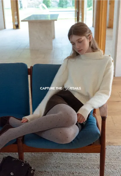 Button Shoulder Turtleneck Sweater