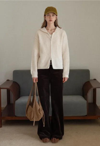 Womens Zip-up Waffle Knit Hoodie