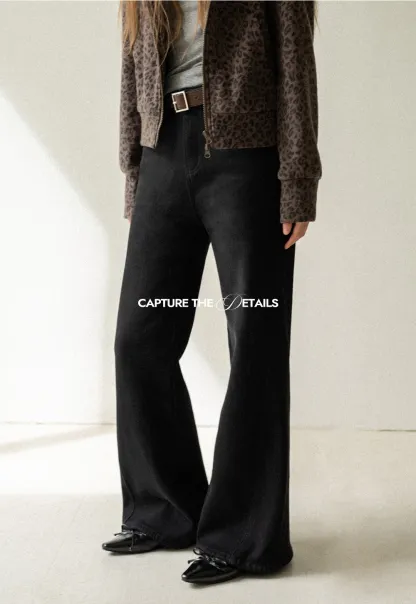 Womens High Rise Wide Leg Denim Pants