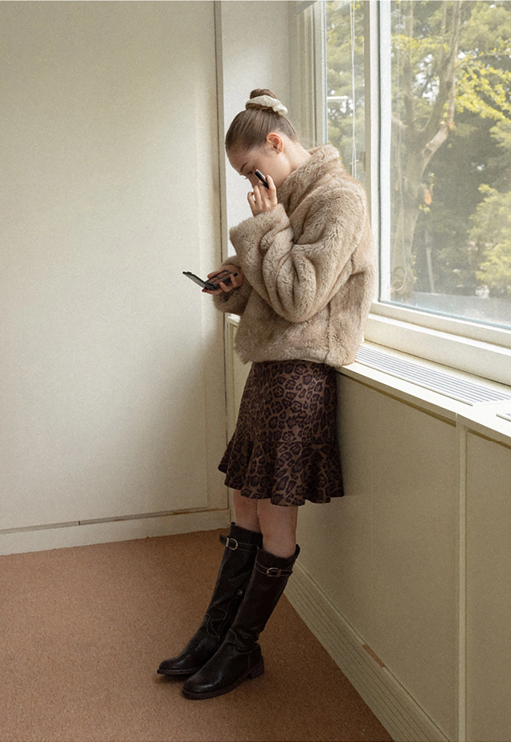 Leopard Print Flared Skirt