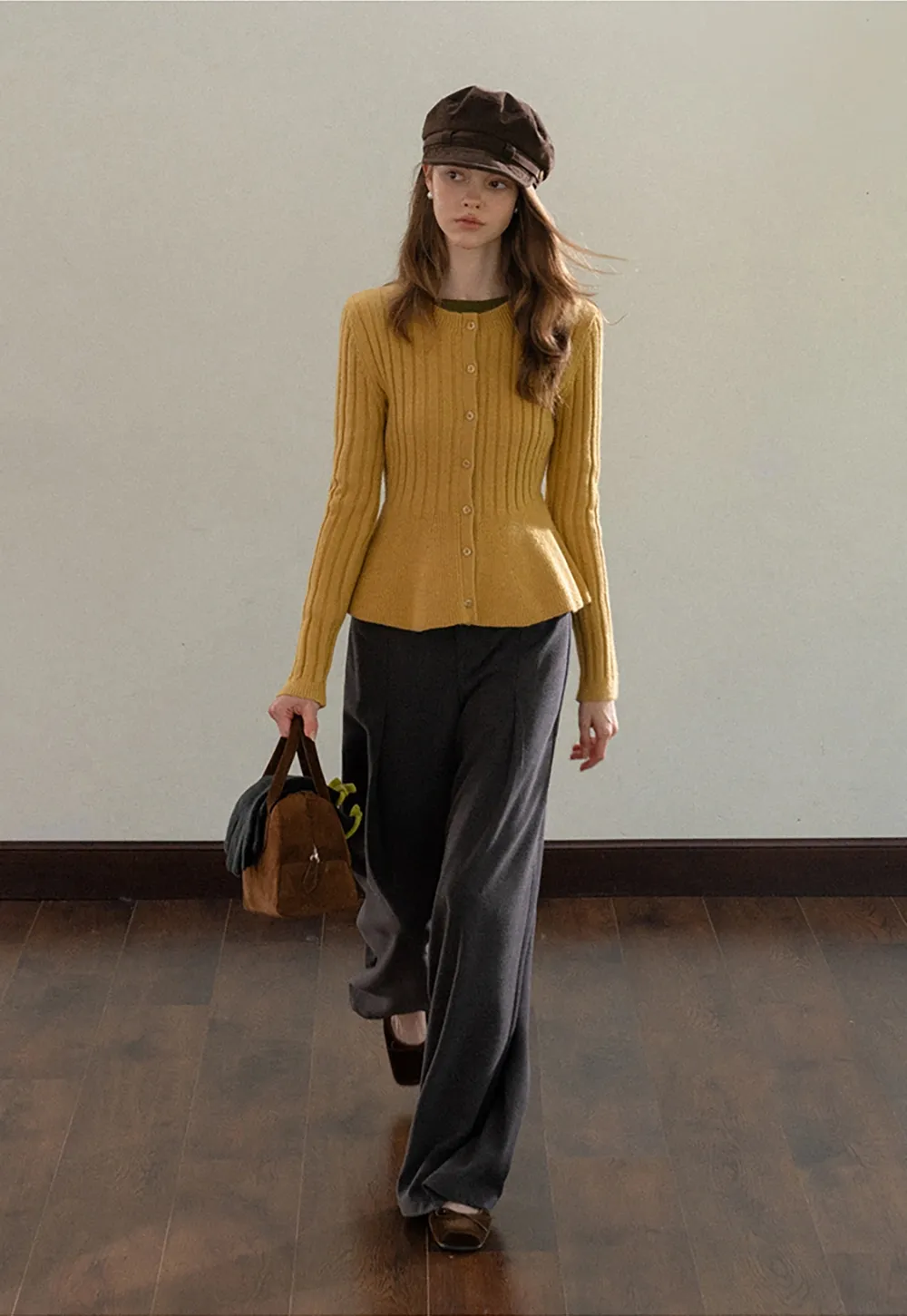 Women Ribbed Cardigan with Button Front