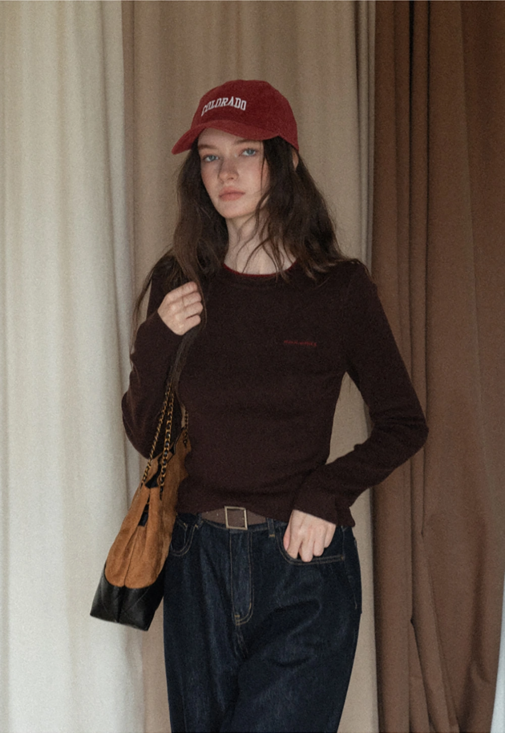 Women Long Sleeve Crop Knit Top