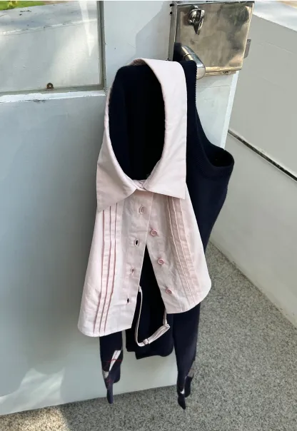 Casual Halter Short Vest with Line-Textured Collar