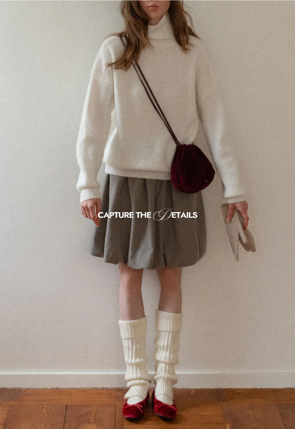 High-Neck Melange Knit Sweater