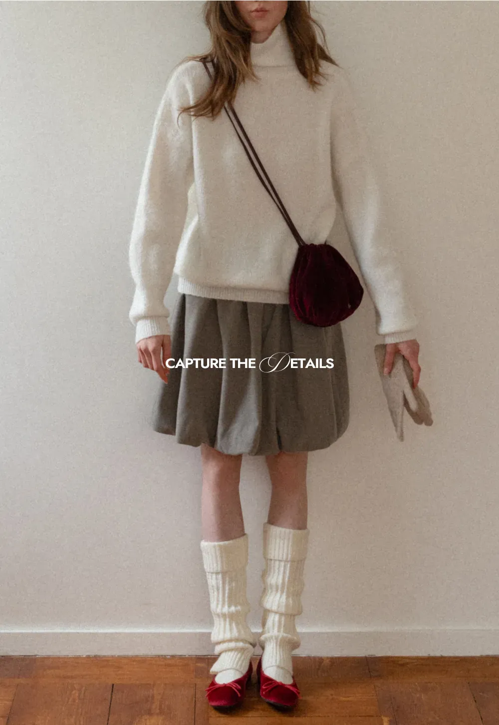 High-Neck Melange Knit Sweater