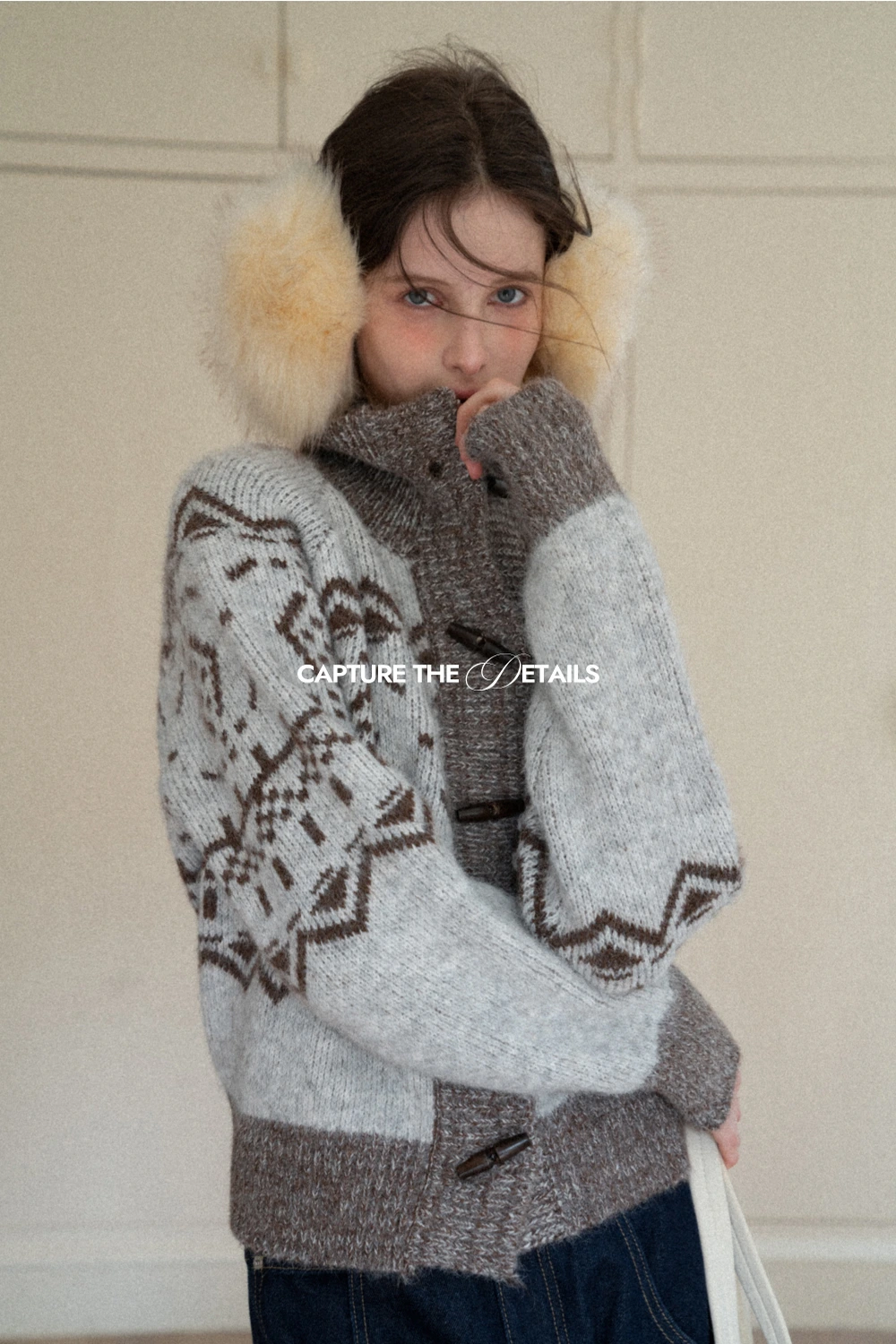 Vintage-Inspired Fair Isle Turtleneck Knit Sweater