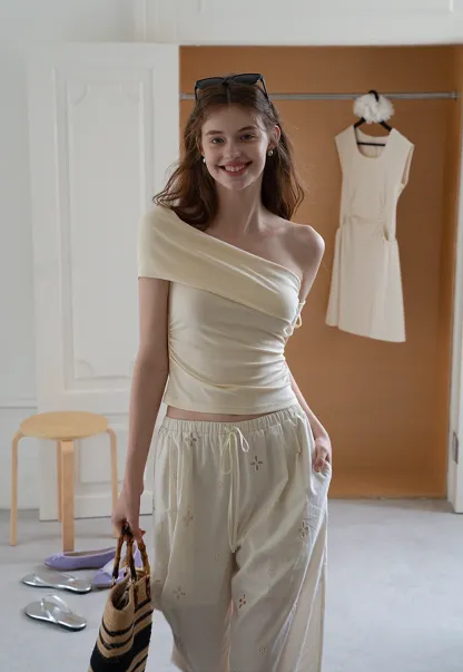 Women’s Eyelet Wide-Leg Drawstring Pants