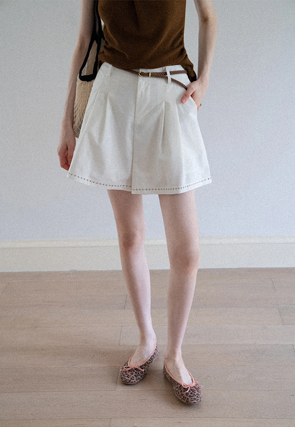 Women's Belted Pleat-Front Bermuda Shorts