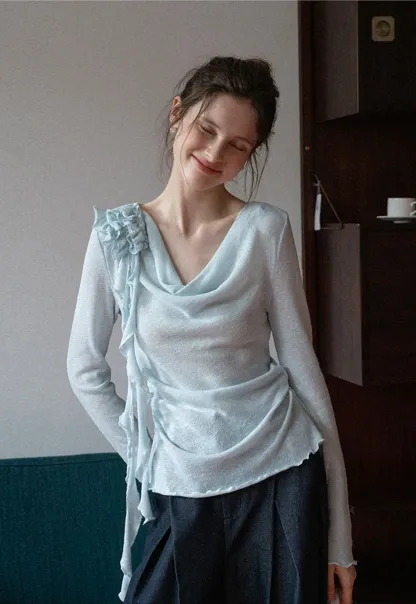 Women's High Waist Pleated Wide Leg Trousers