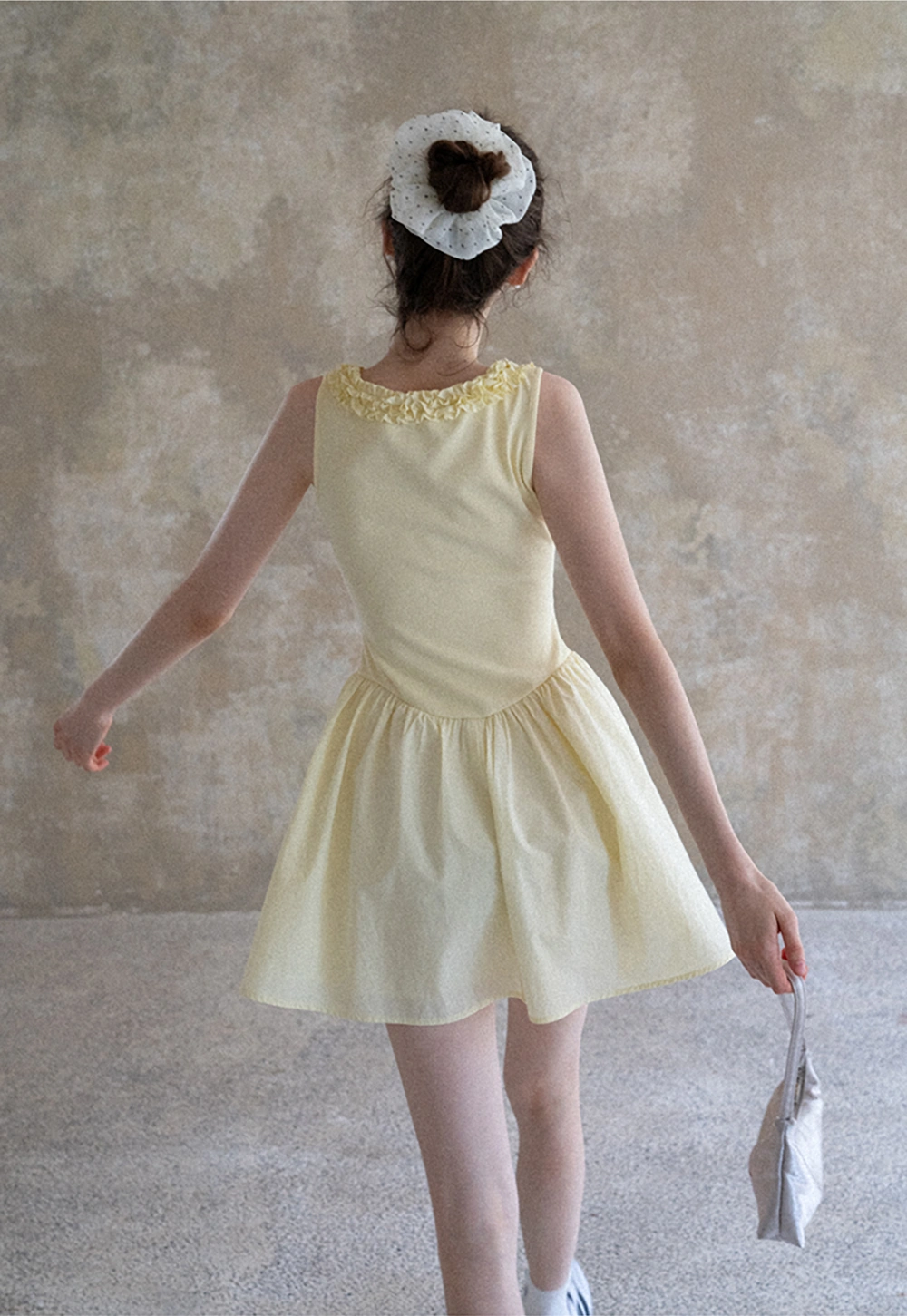 Women Ruffle Trim Sleeveless Fit & Flare Mini Dress