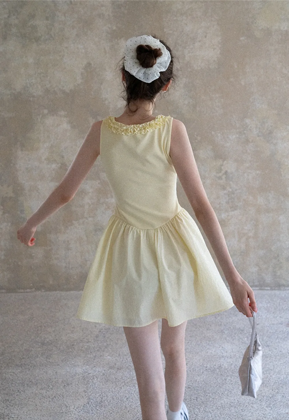 Women Ruffle Trim Sleeveless Fit & Flare Mini Dress