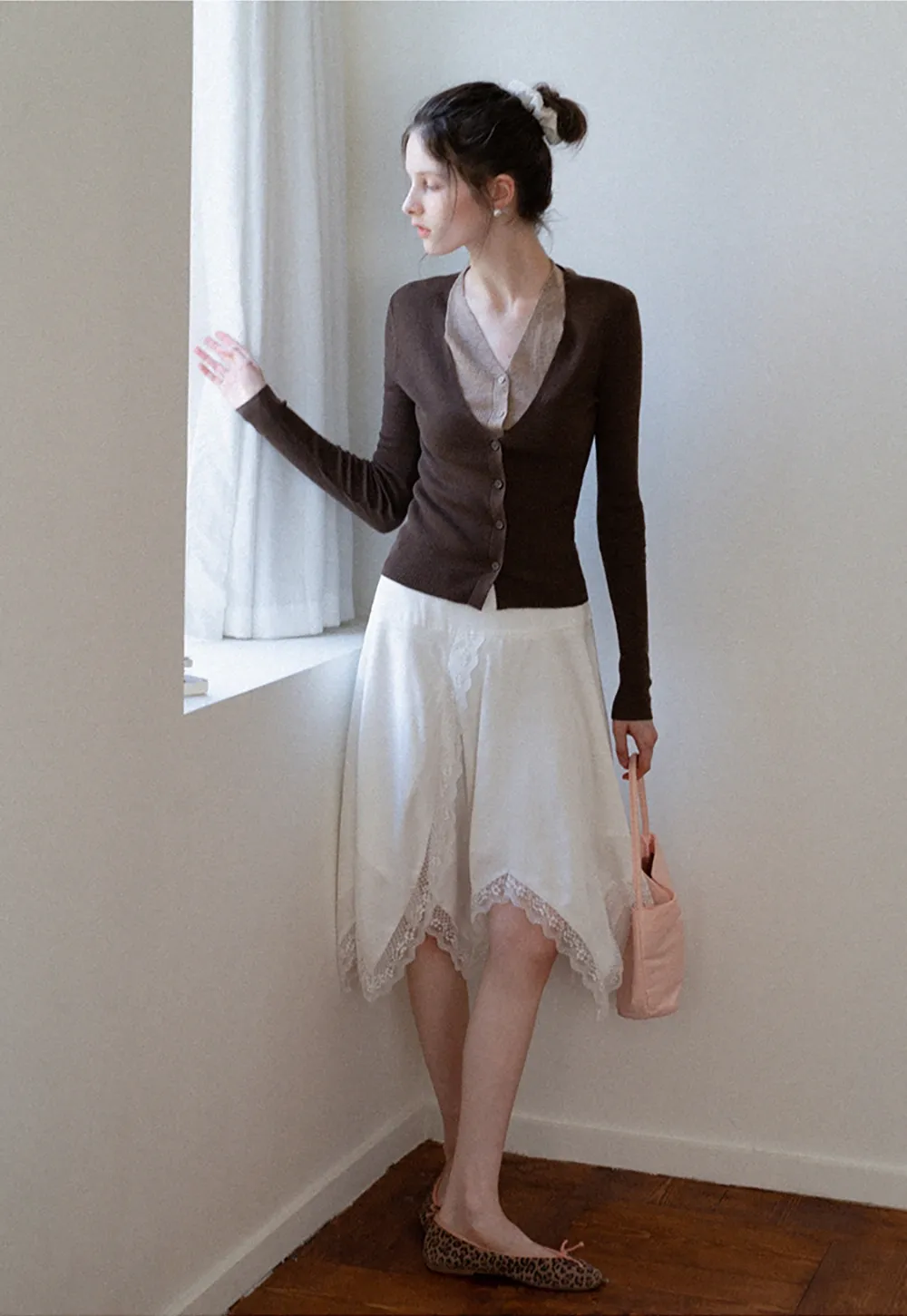 Layered Halter Neck Long Sleeve Knit Top