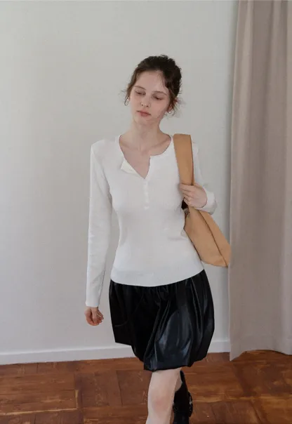 Women's Faux Leather Bubble Mini Skirt