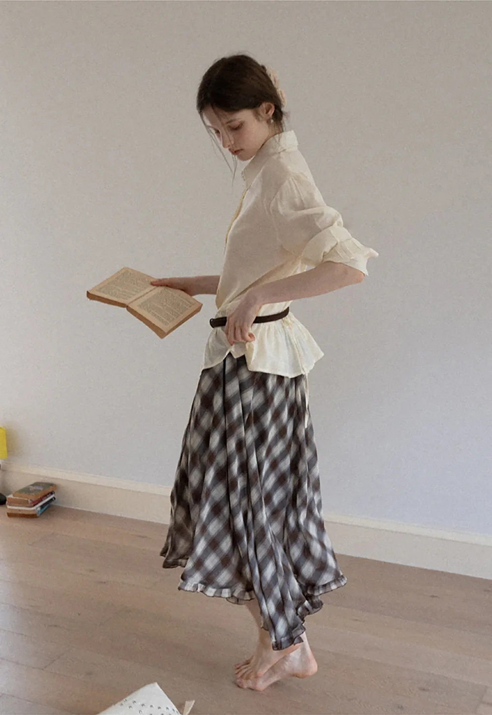 Women's Sheer Ruffle Hem Shirts