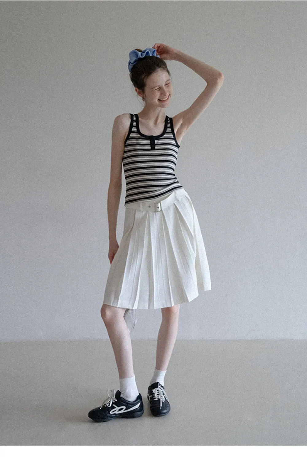 Women’s Striped Ribbed Henley Tank