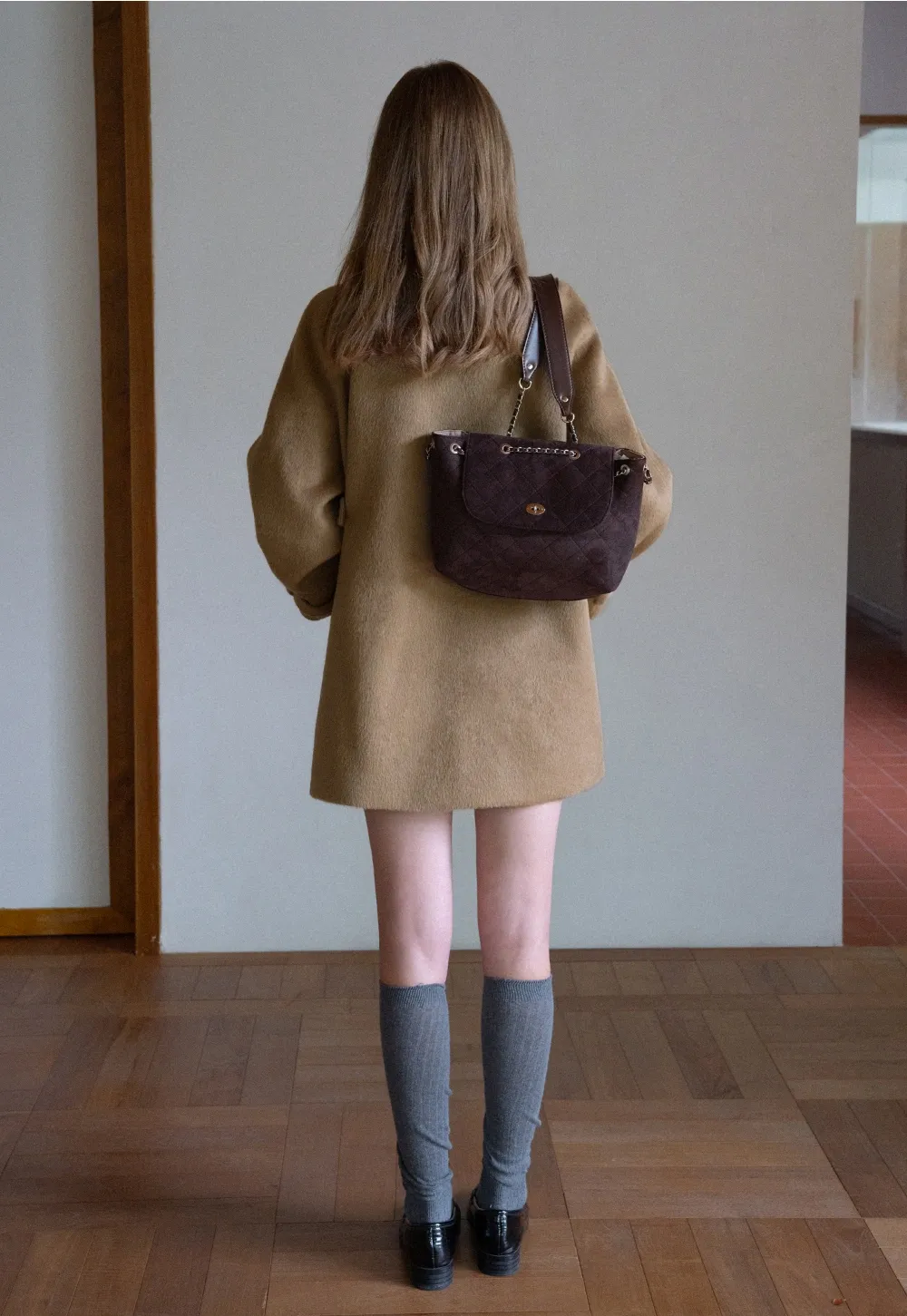 Elegant Double-Breasted Trench Style Wool Coat