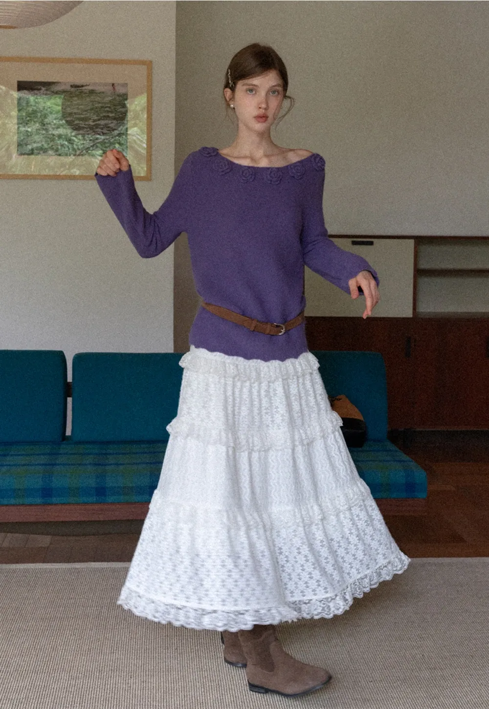 Women Off Shoulder Knit Sweater